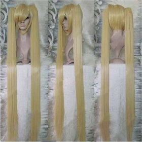 Ponytails Golden Straight Cosplay Wigs