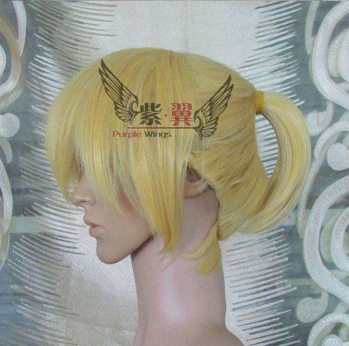 Golden Synthetic Short Straight Party Wig with Tail