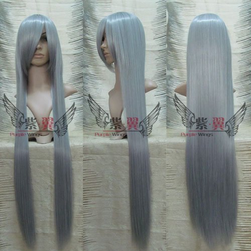 Ladies' Extra Long Bang Straight Silver Gray Party Wig