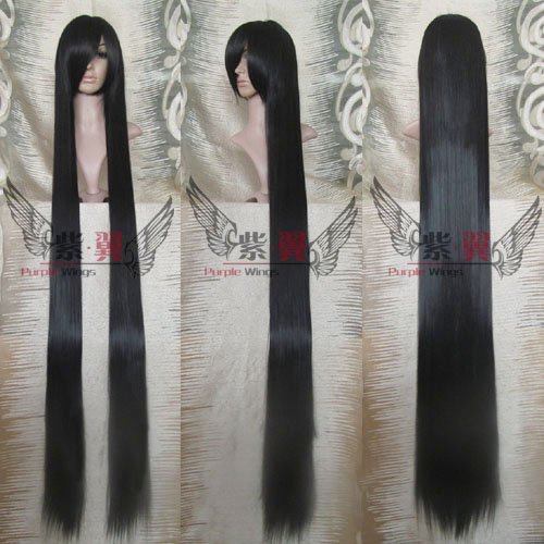 Black Extra Long and Thick Straight 100 CM Full Wig Hair