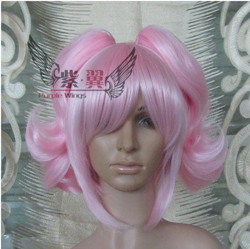 Pink Short Curly Human Made Full Party Wig