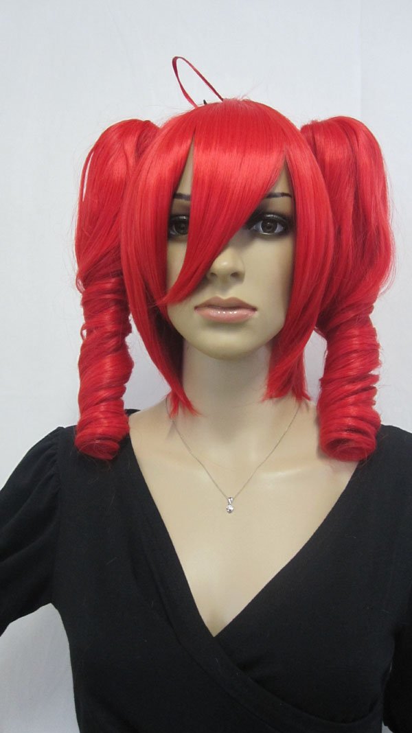 Red Anime Cos Long Vocaloid MIKU Curly Synthetic Costume Wig