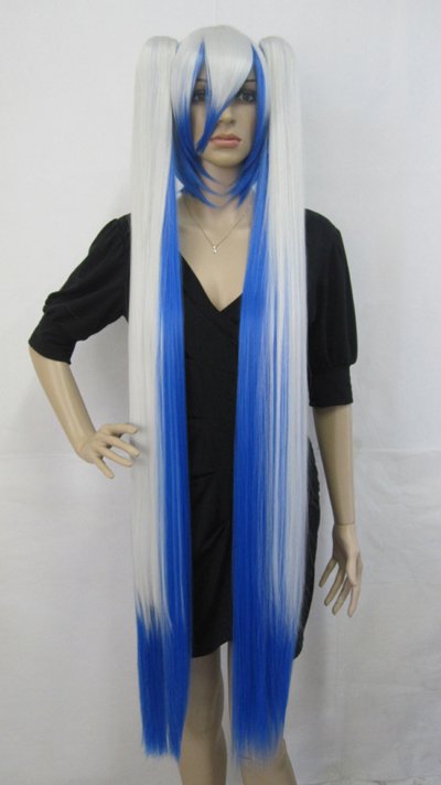 Anime Cos Long Miku White BLue 2 Ponytail Synthetic Costume Wig