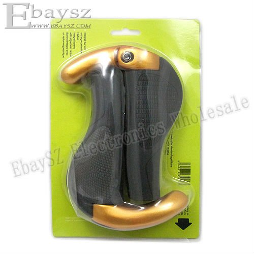 Ergonomic Multi - Position Cycling Grips Bicycle Bar End Handlebar Gold DZ - 219
