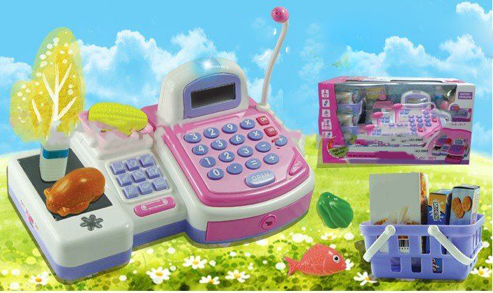 New Baby Play Toys Children's Supermarket Cash Register Simulation with Lamplight Counter