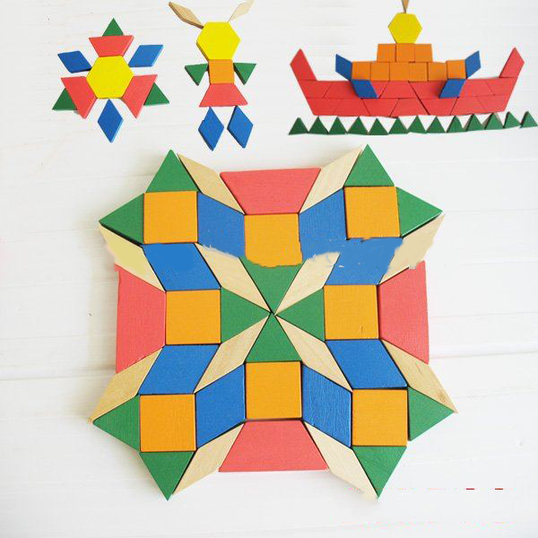 Wooden Mosaic Educational Puzzle with 250 Pattern Blocks Toy