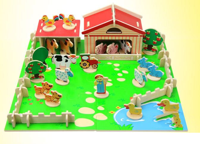 Plastic Cute Children Happy Farm Educational Puzzles