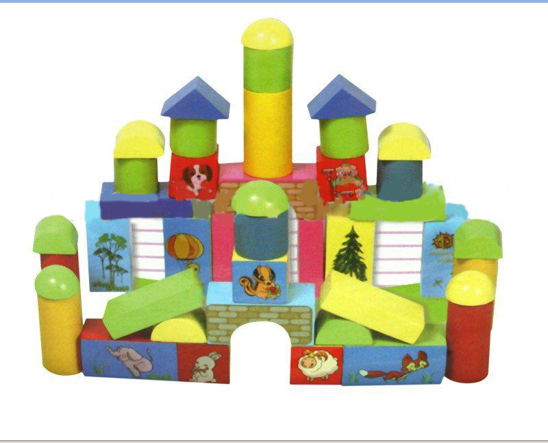 Wood House Shape With Cartoon Images On Puzzle