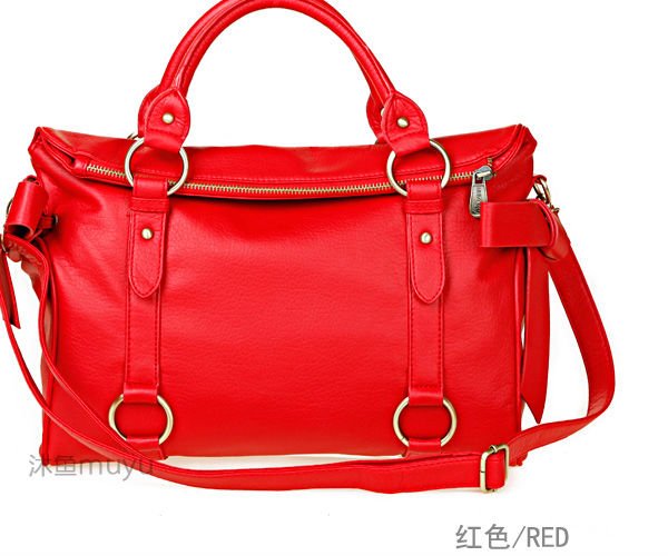 Lady Red PU Zipper Soft-skinned Bow Style Hiking Backpacks