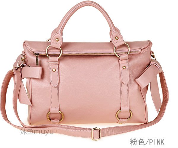 Lady Pink PU Zipper Soft-skinned Bow Style Hiking Backpacks