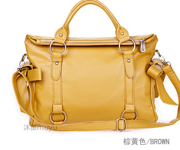 Yellow Leather With Zippers Hiking Backpacks