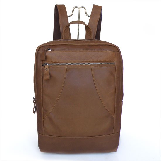 Square Shape With Zippers Leather Hiking Backpacks