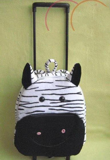 Black & White Cotton & Metal With Zipper Kids Backpacks