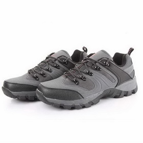 Rubber Sole Net Surface Lace-up Ventilative Men's Mountaineering Gray Shoes