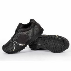 Men's Black Lace-up Soft Leather Running Shoes