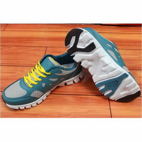Men's Green Mesh Leather Non-slip Lace-Up Running Shoes