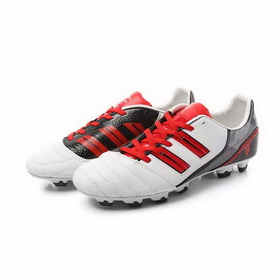 Durable Genuine Leather Lace-up White Inclined Stripes Men's Soccer Shoes