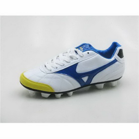 Lace-up Leather Skin Men's Cotton Fabric Athletic White & Yellow Ventilating Soccer Shoes