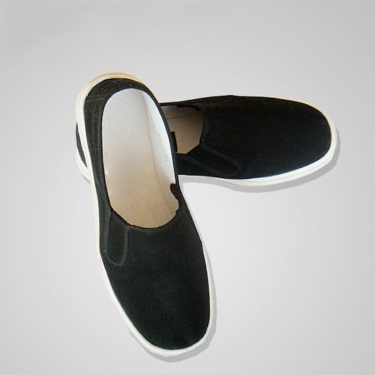Men's Black Cotton Fabric Elastic Adjustable Soft Comfortable Walking Shoes