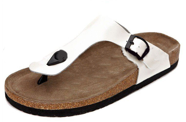 Men's Genuine Leather Wood Buckle Wear-resisting Disposable Slippers
