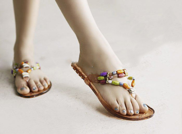Girls's Summer Rubber Onyx Beaded Flip Flops Leisure Slipper