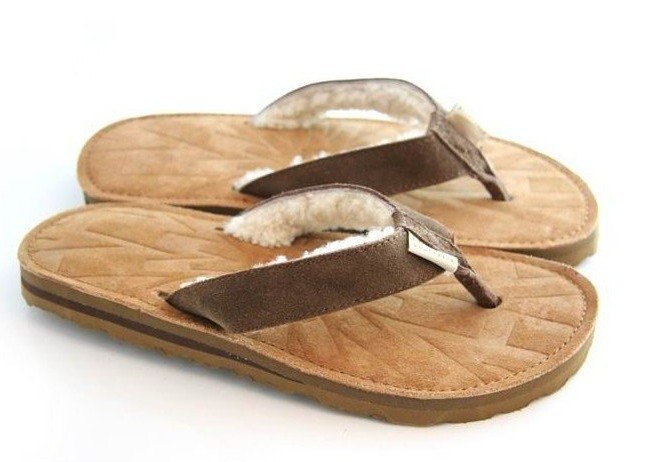 Women's Brown Genuine Sheepskin Antiskid Disposable Slippers