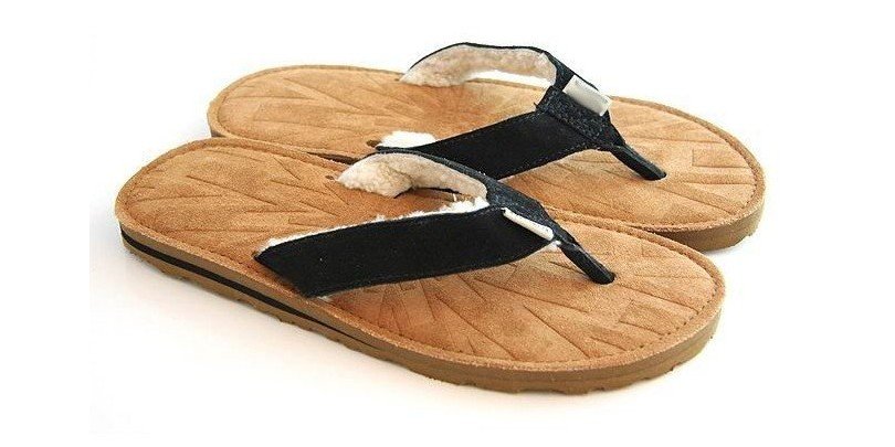 Women's Black Genuine Sheepskin Antiskid Disposable Slippers