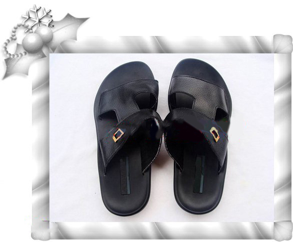 Men's Black Genuine Leather Soft Antiskid Vietnam Sandals