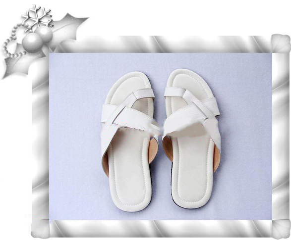 Men's White Leather Waterproof Antiskid Comfort Slippers