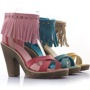 Women' Platform Wedges Clogs Tassel High Heel Sandals