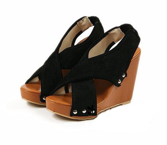 Women's PU Popular Slope Waterproof High-heeled Sandals