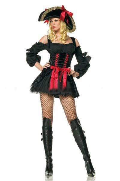 Black Long Sleeve Cotton Mini Sexy Costume