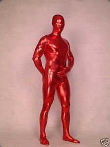 Male Female Metallic Red Lycra Durable Spandex Unisex Catsuit
