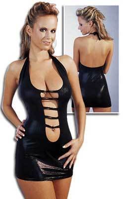 Zentai Sexy Metallic Spandex Black Catsuit Costume Dress