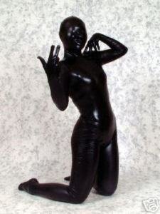 Unisex Black Breathable Full Body Metallic Lycra Spandex Zentai