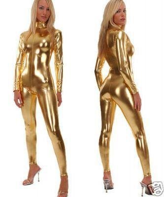 Lycra Spandex Unisex Metallic Gold Zentai