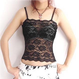 Black With Straps Lace Camisoles