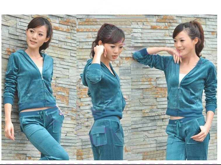 Green Polyester / Cotton Jogging Women's Suits