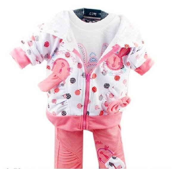 Girls Super Cute Breathable Compressed Three-piece Long Sleeve Cotton Suit