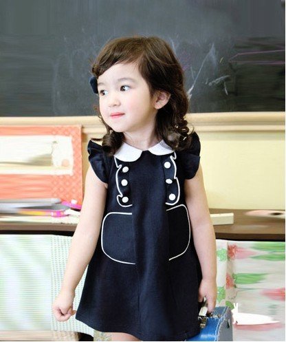 Children's Short Sleeve Cotton Summer Blue Skirt