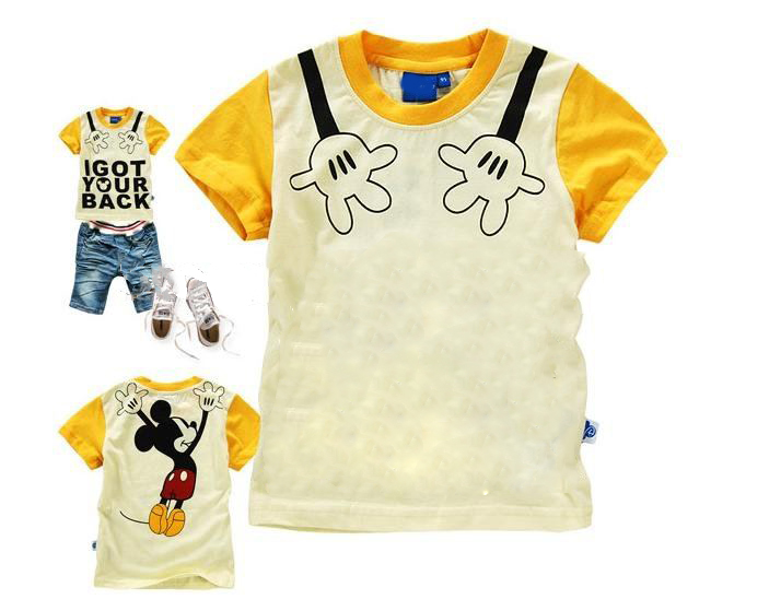 Children's Cotton Short Sleeve Cartoon Print O-Neck T-shirts