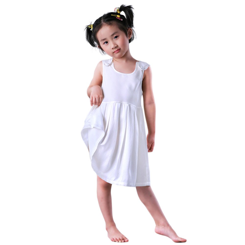 Girl White Silk Quick Dry Breathable Sleepwear