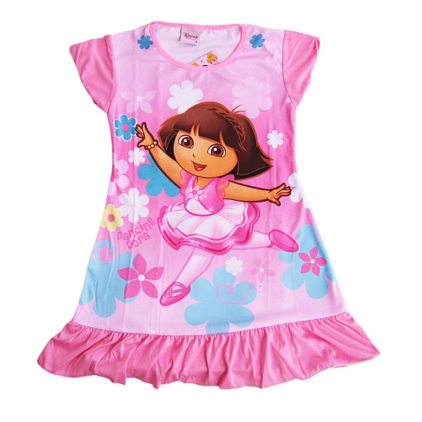 Little Girl's Pink Short Sleeve Dora Sleepwear