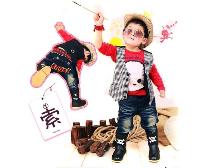 Children's Elastic Waist Unique Style Casual Jeans