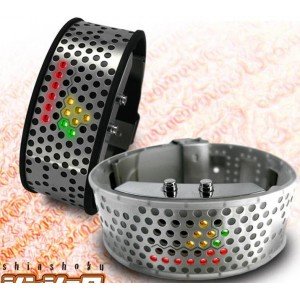 Stainless Steel LED Digital Light With Many Holes Pocket Watches
