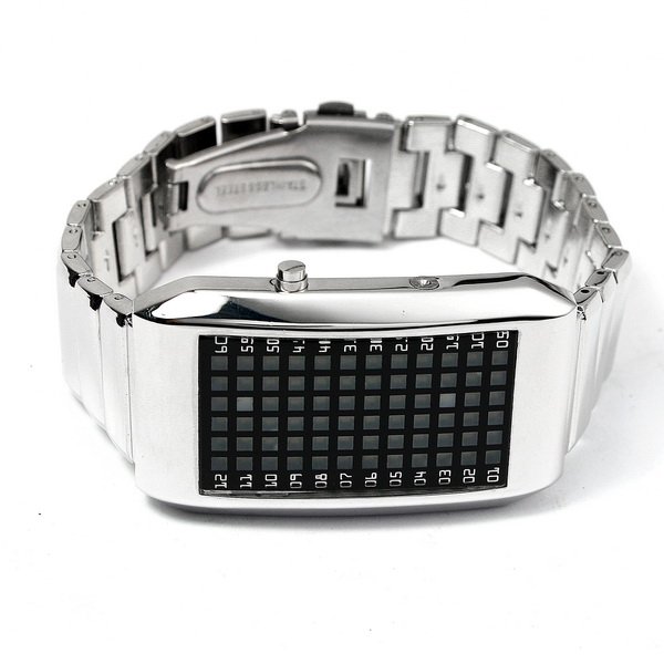 Stainless Steel LED Light Silver Pocket Watches