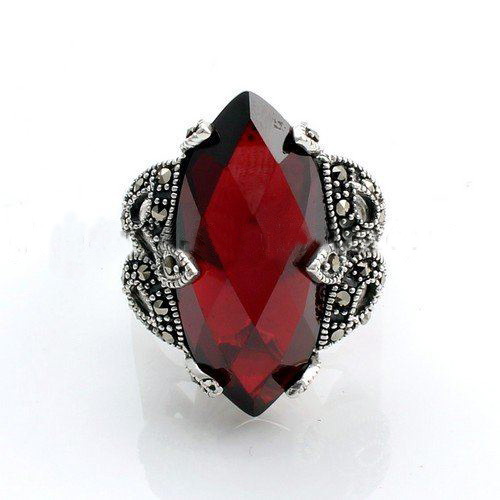 Charm 925 Sterling Silver Purple Red Zircon Rings