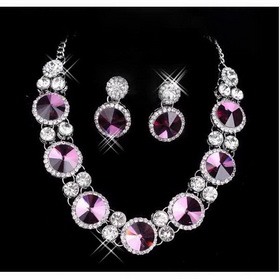 Luxury White Gold Crystal with Rhinestone Bridal Jewelry Set