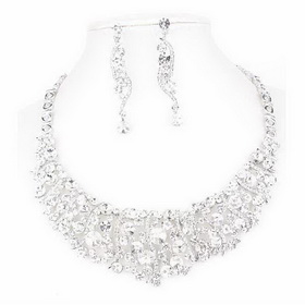Diamond Necklace Earrings Bridal Jewelry Sets