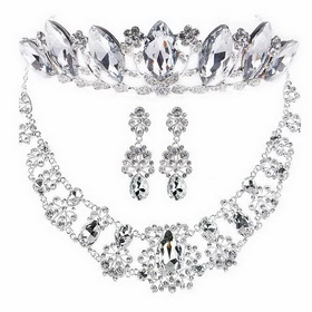 Crystal Synthetic Diamonds Necklaces and Earrings Bridal Jewelry Set